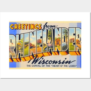 Greetings from Rhinelander, Wisconsin - Vintage Large Letter Postcard Posters and Art